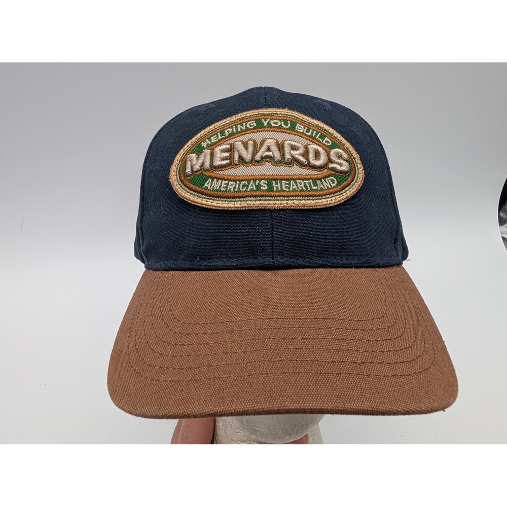 Menards America's Heartland Baseball Cap Navy Blue Brown Cotton Adjustable Hat